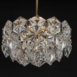 Small chandelier, brass and crystal glass by Kinkeldey, Germany, 1970s.