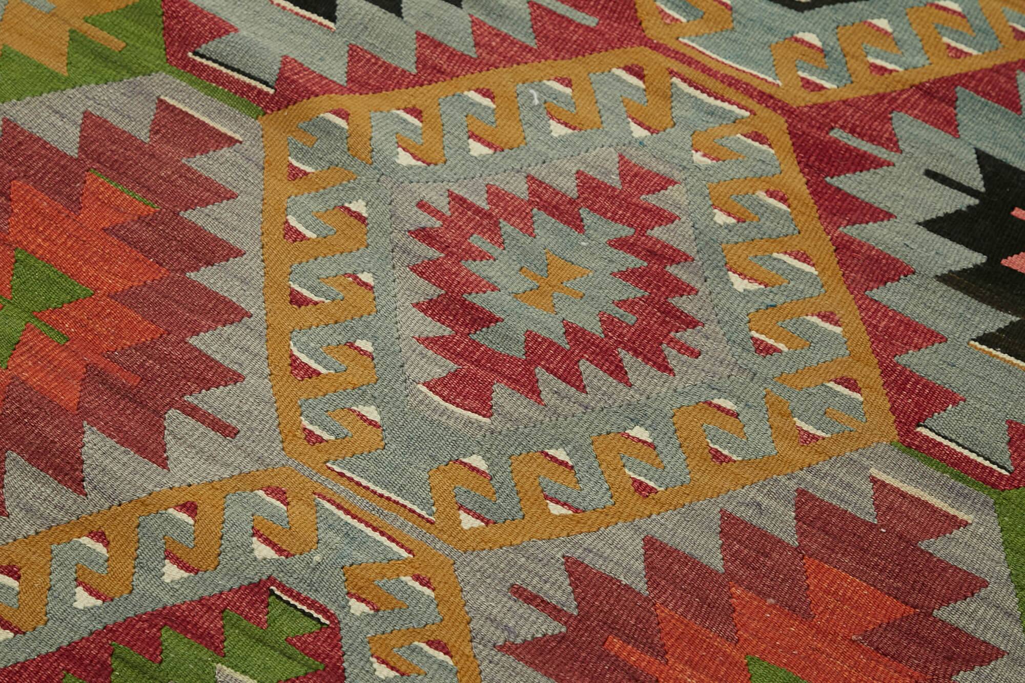 Turkish Handmade Vintage Anatolian Kilim 107 cm x 264 cm