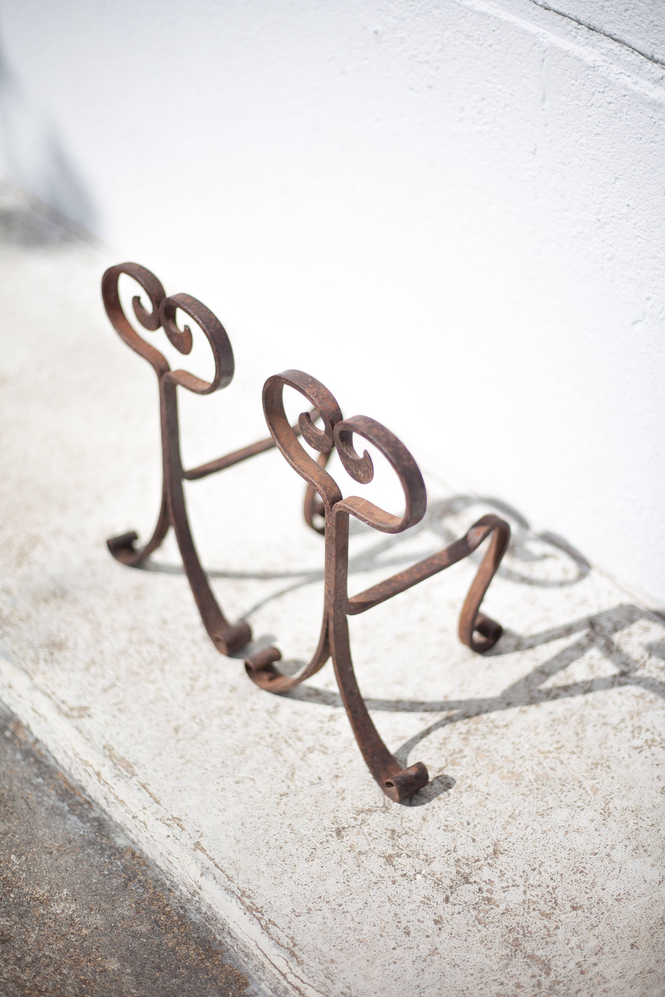 Wrought iron fireplace andirons