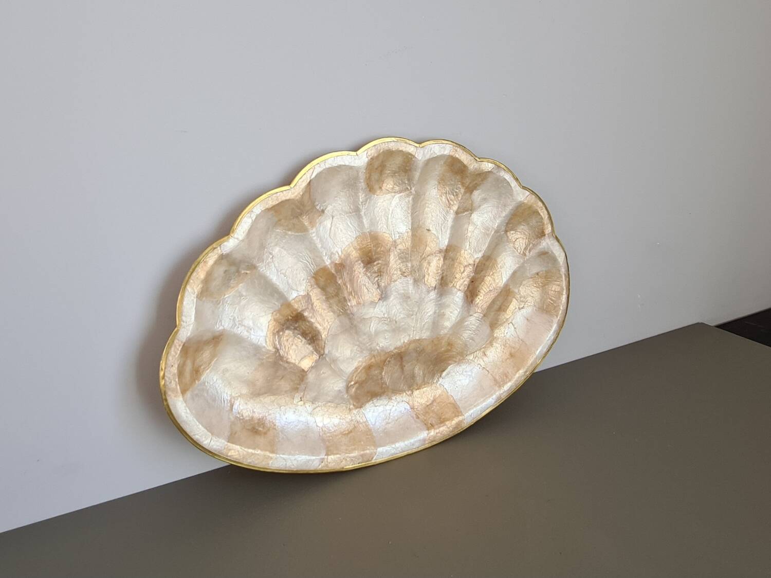 Vintage mother-of-pearl and gold trinket dish – decorative bowl