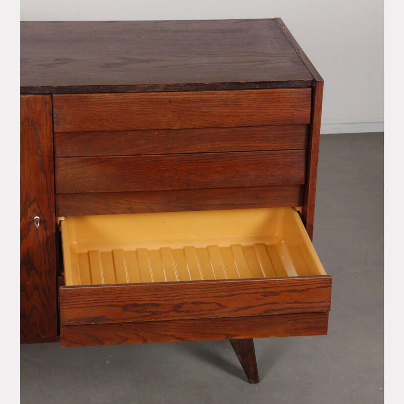 Vintage stained oak chest of drawers model U-458 by Jiri Jiroutek, 1960