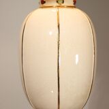 Large cracked earthenware lamp and Longwy enamels, France 1990s