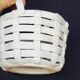 Set of Woven White Mediterranean Ceramics Basket + Bowl