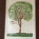 Original signed drawing – Tree with birds - frame 33/28 cm
