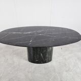Vintage oval black marble dining table, 1970s