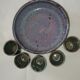 Sandstone bowl with 5 shot glasses