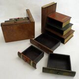 Pair of bookends (& secret boxes) in trompe l'oeil Stacked books