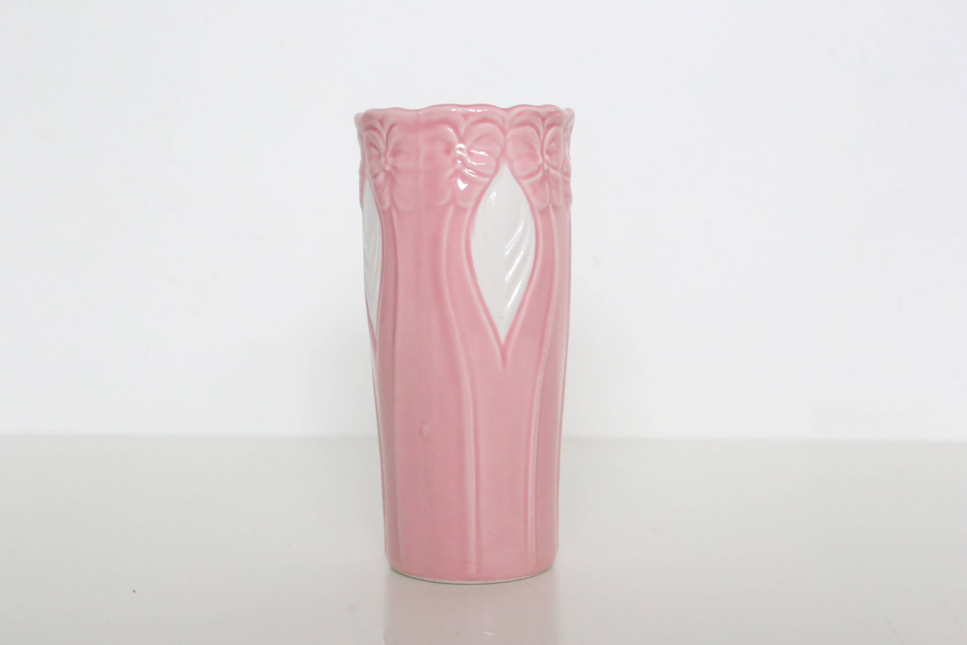 Pink and white ceramic vase, 1980