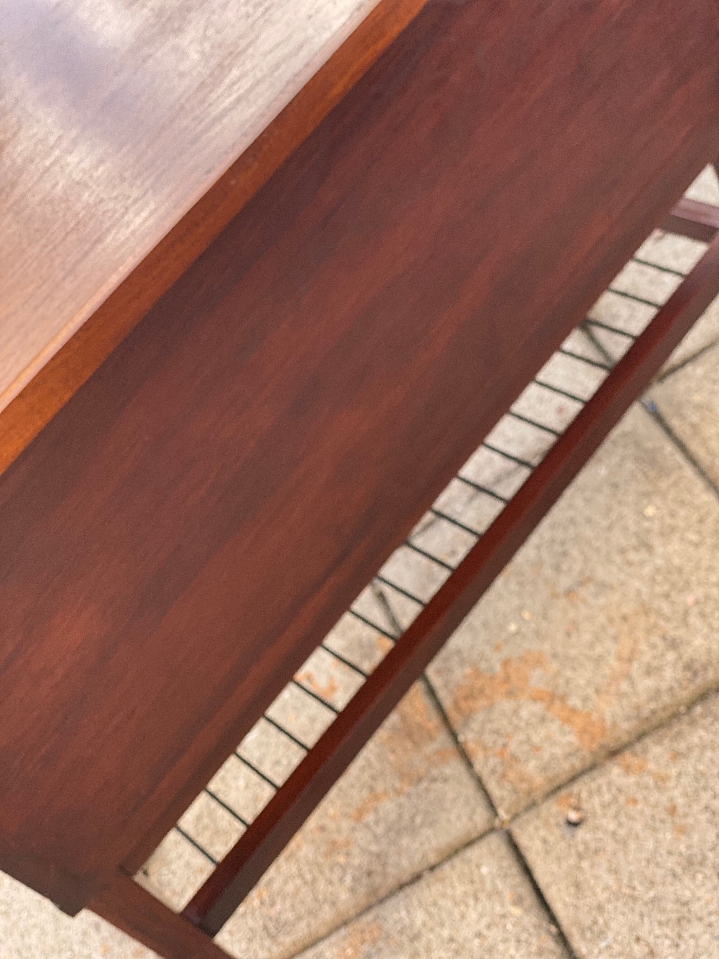 Vintage teak side table with metal magazine rack