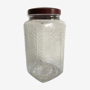 Jar with bakelite cap - scroll patterns