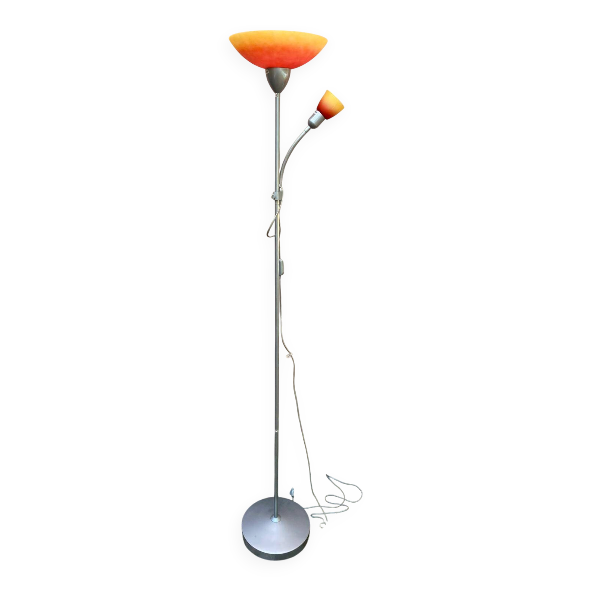 Globo floor reading lamp – Orange/yellow glass lampshades from the 1920s