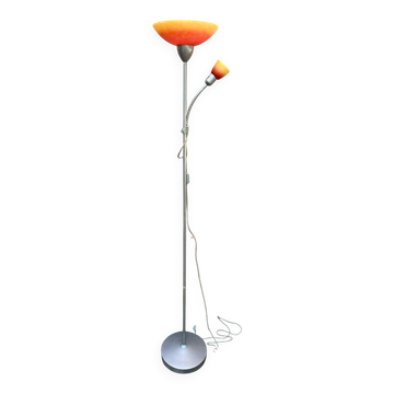 Lampadaire liseuse sur pied Globo – Abat-jours verre orange/jaune années 20
