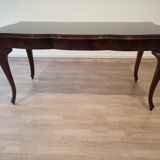 Chippendale mahogany table XXth with walnut piano in smoked tempered glass