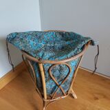 Wicker worker round basket with work, knitting