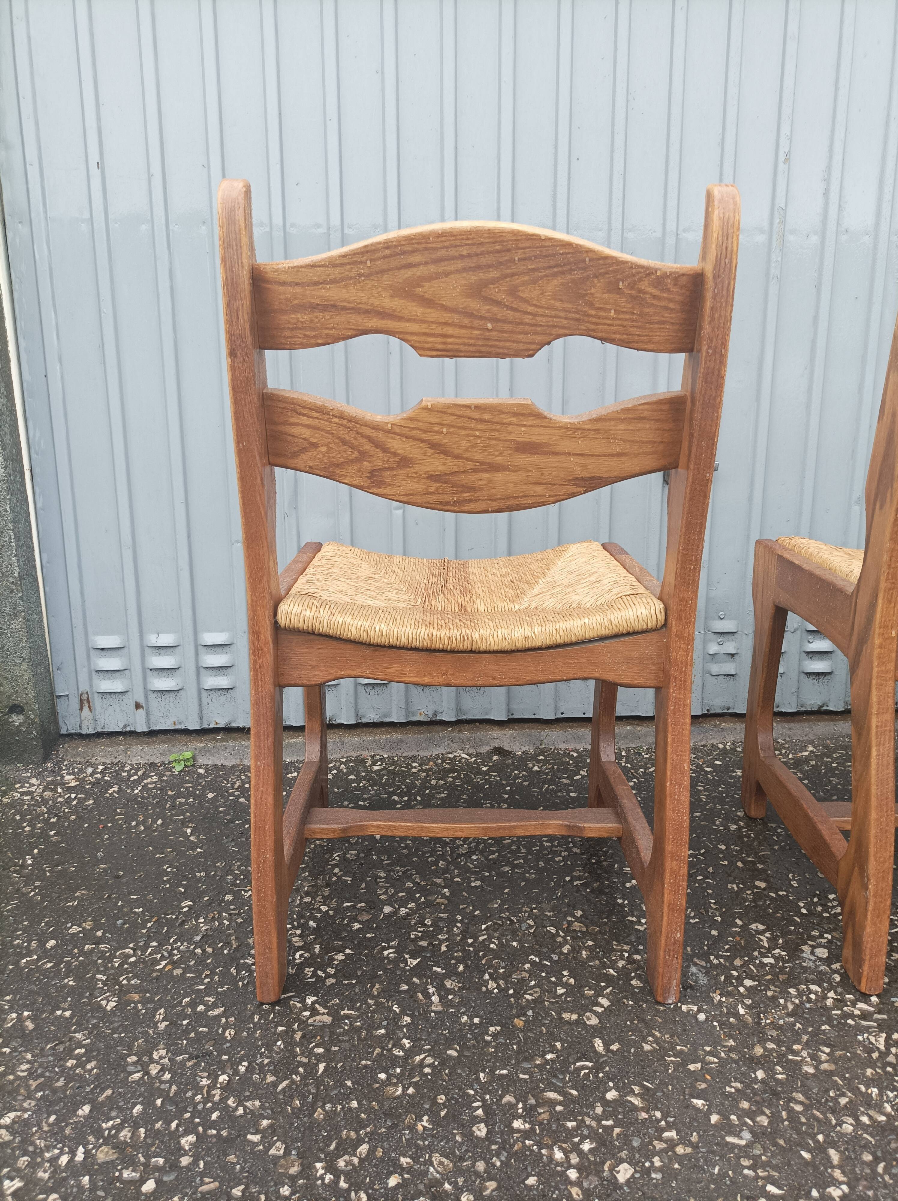 5 old mulched wooden chairs Guillerme and Chambron vintage