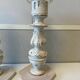 Paire de Gros Bougeoirs Flambeaux Chandeliers Bois Tourné Sculpté Blanchi