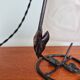 Art Deco night light in wrought iron and satin glass signed Degué