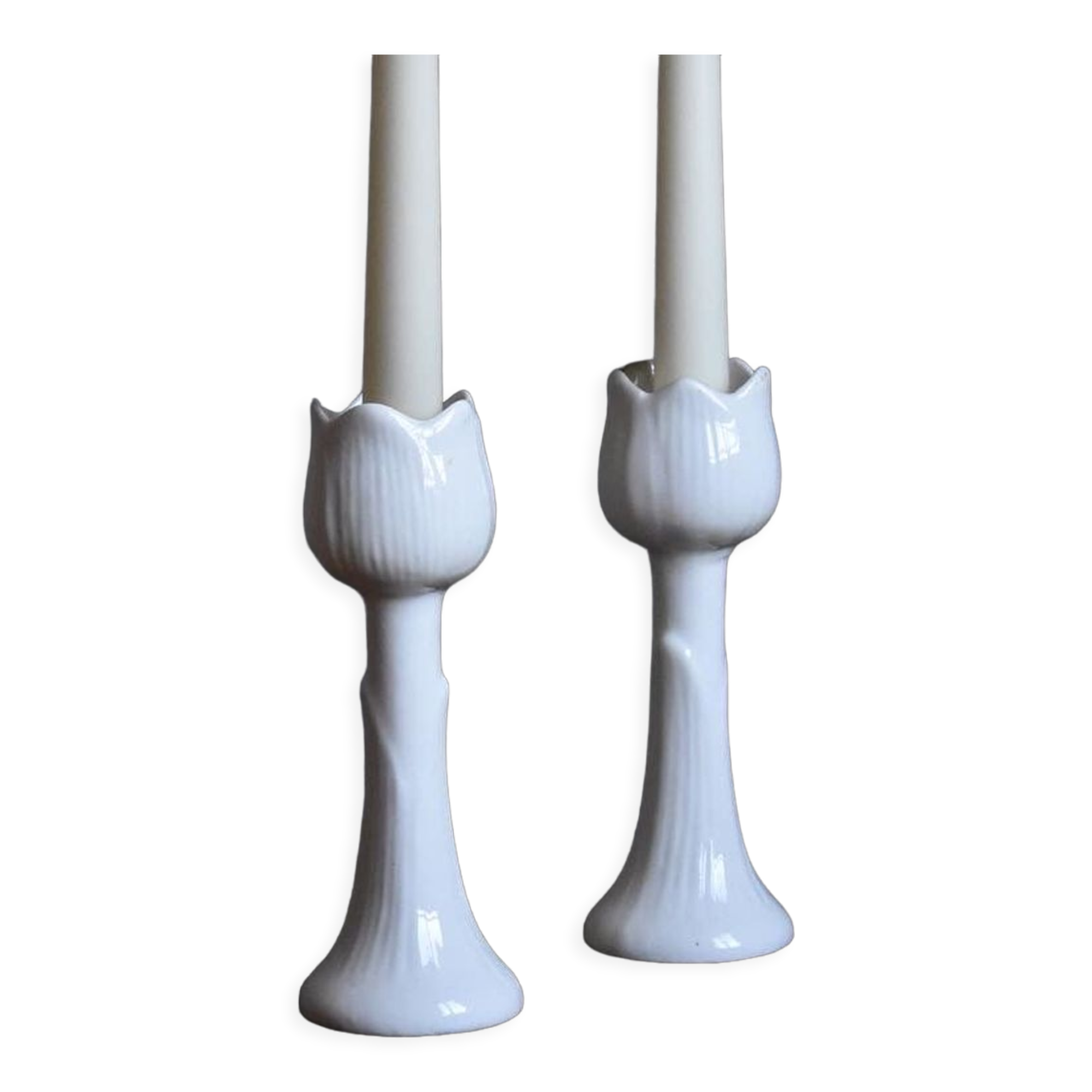 Pair tulip candlesticks