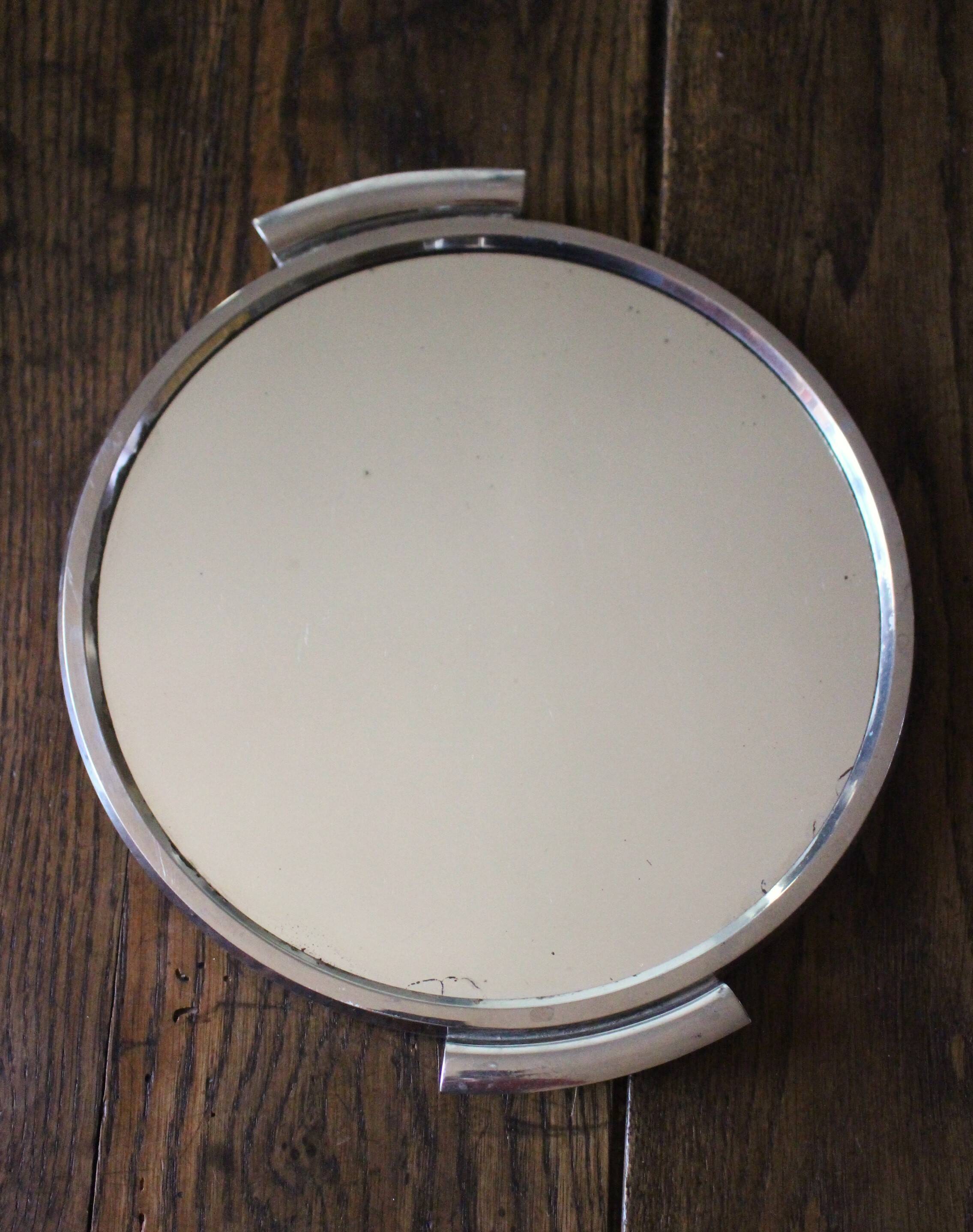 Plateau miroir rond en métal