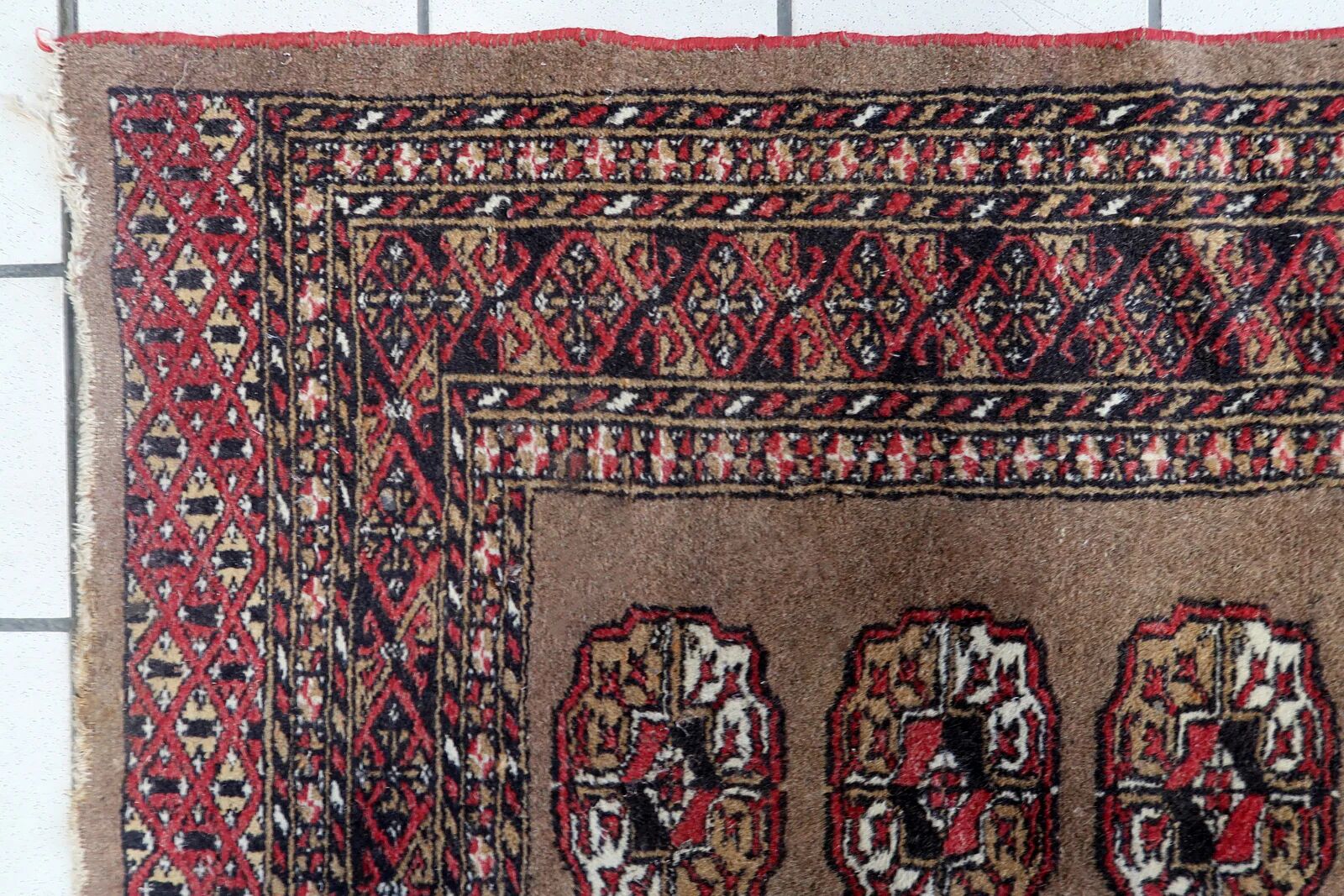 Antique Uzbek Bukhara handmade rug 82cm x 122cm (1920s)