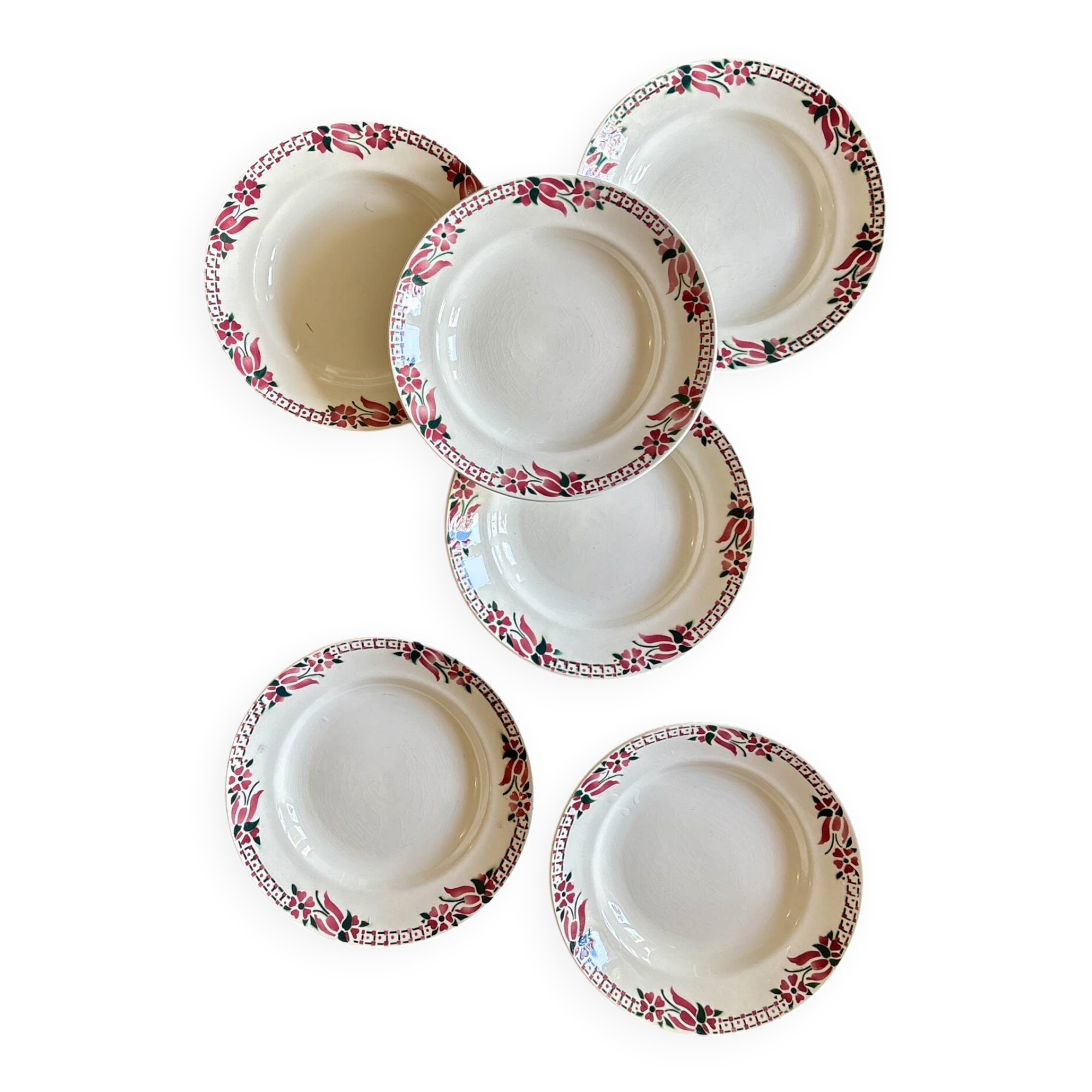 Set of 6 antique deep plates - Saint Amand Céranord