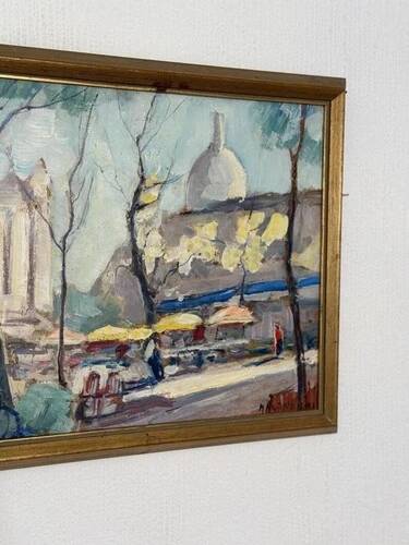 Swedish Oil on Panel "Lakerstationen” by L. Knut Norman Vintage & Framed 46×38cm