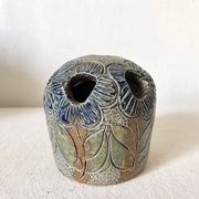Cache pot et pique fleurs , poterie au sel , années 70