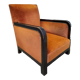 Fauteuil club bois et velour