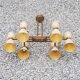 Vintage chandelier from the 50s in glass and brass 6 diabolo glass tulips