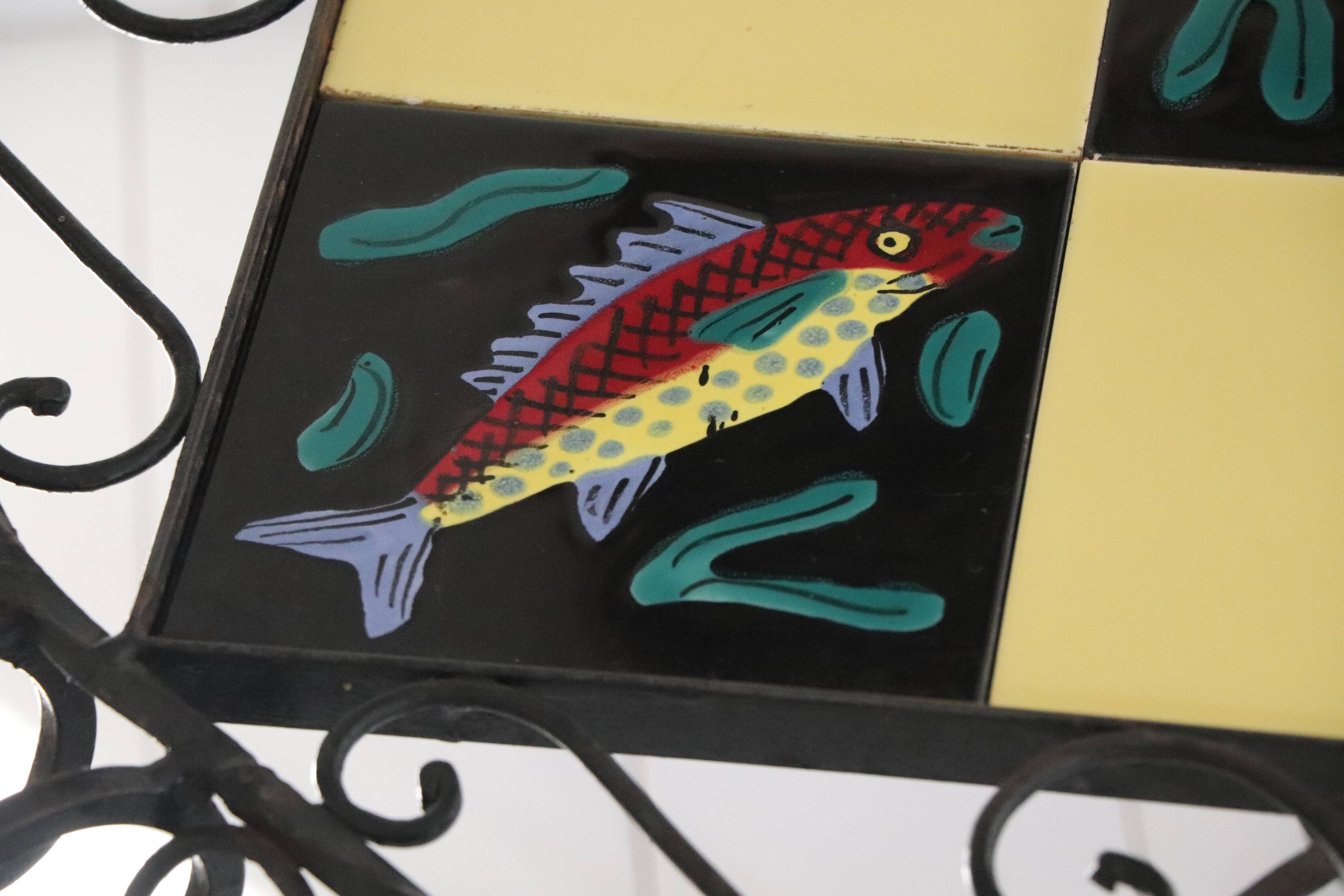 Ceramic coffee table with fish decoration, 1970s
