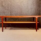 Teak Coffee table by with a rattan rack