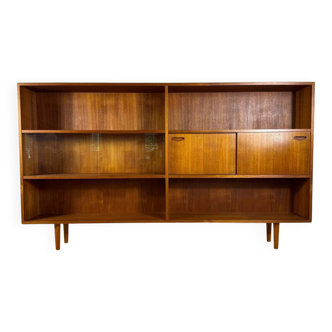 Vintage Clausen & Son teak bookcase with glass doors, Denmark 1960