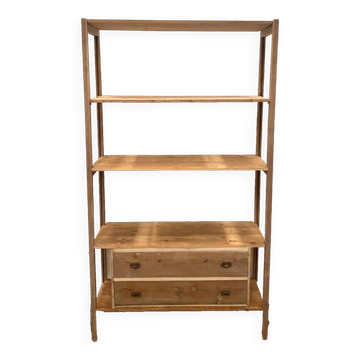 Art deco shelf display case in solid fir 20th century