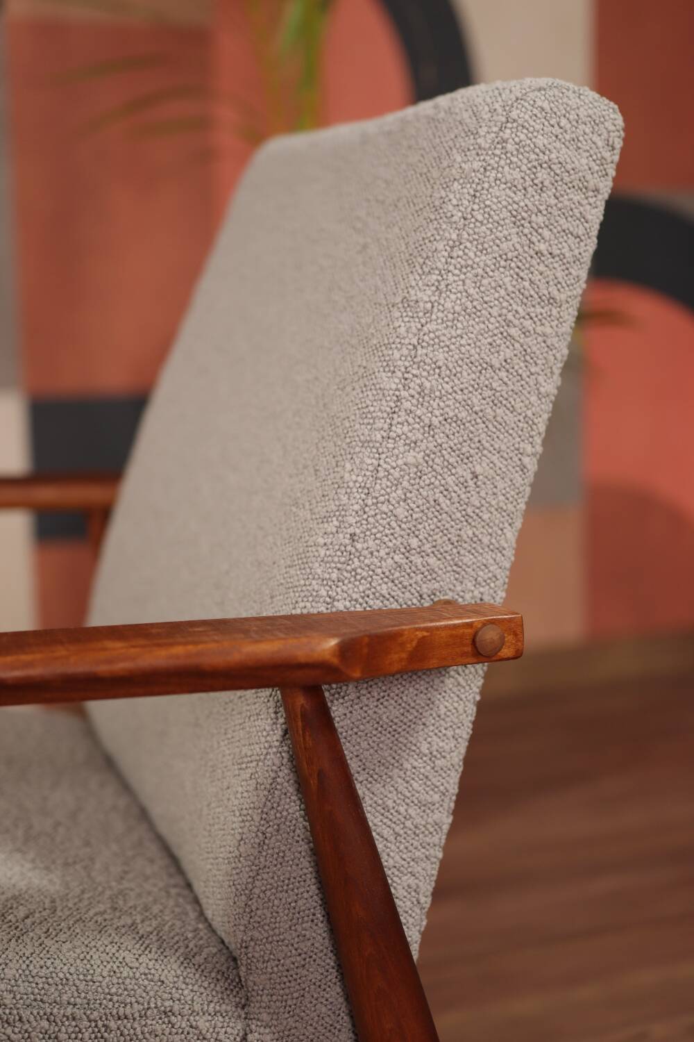 Armchair and ottoman in boucle fabric by H. Lis