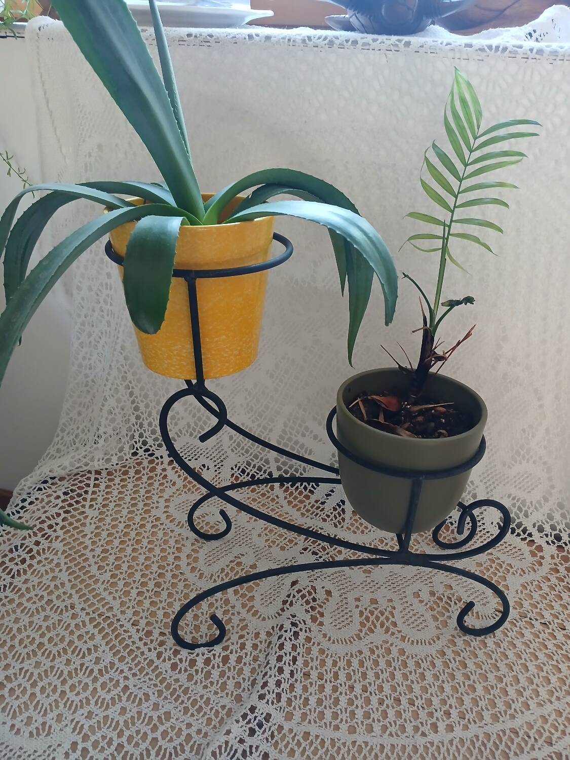 Antique wrought iron plant stand