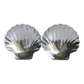 2 shell-shaped bowls in stainless steel