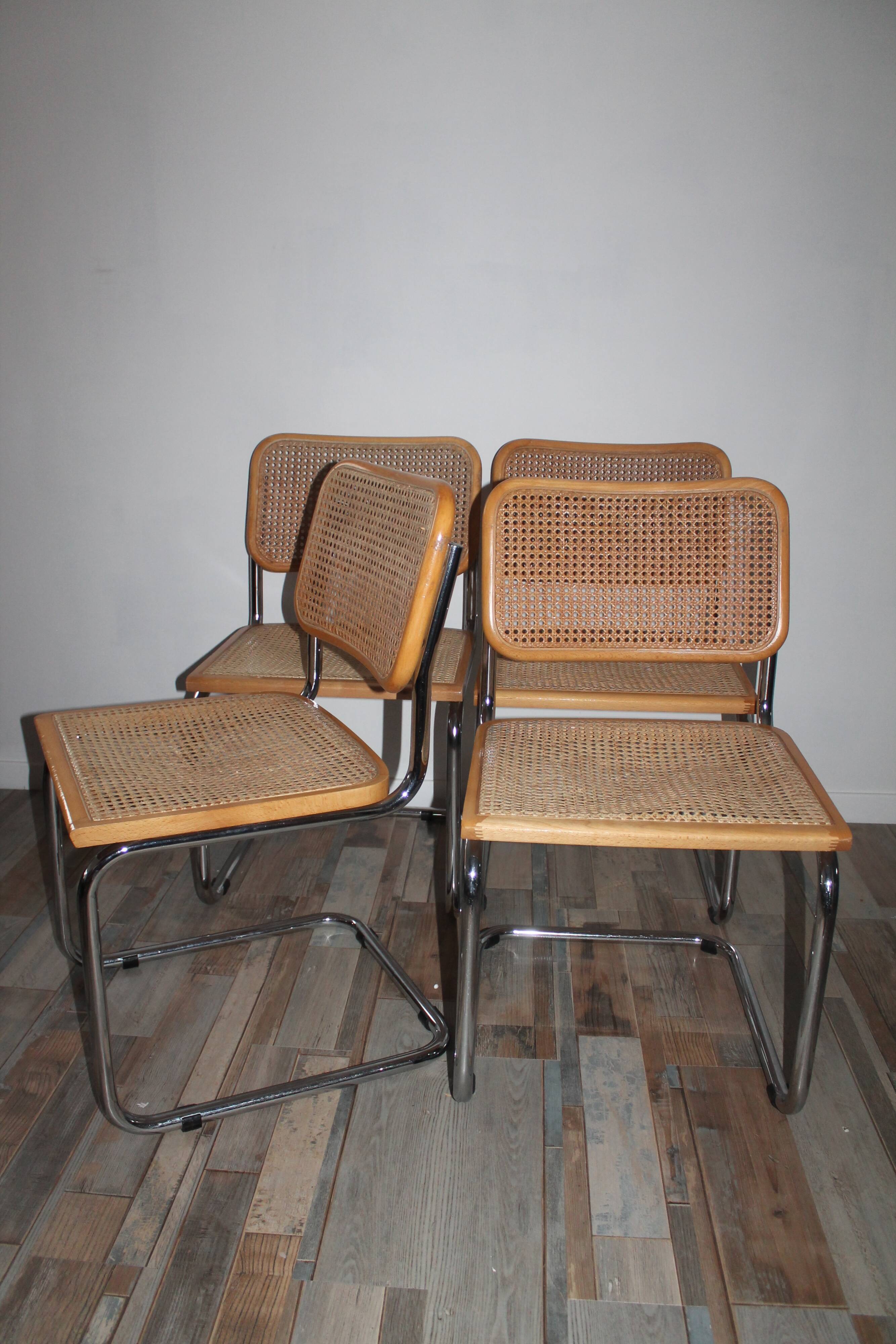 Lot 4 chaises Marcel Breuer Cesca B32