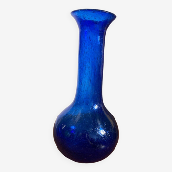 Vase verre soufflé bleu