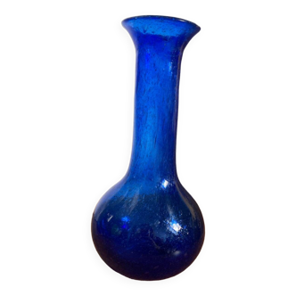 Vase verre soufflé bleu