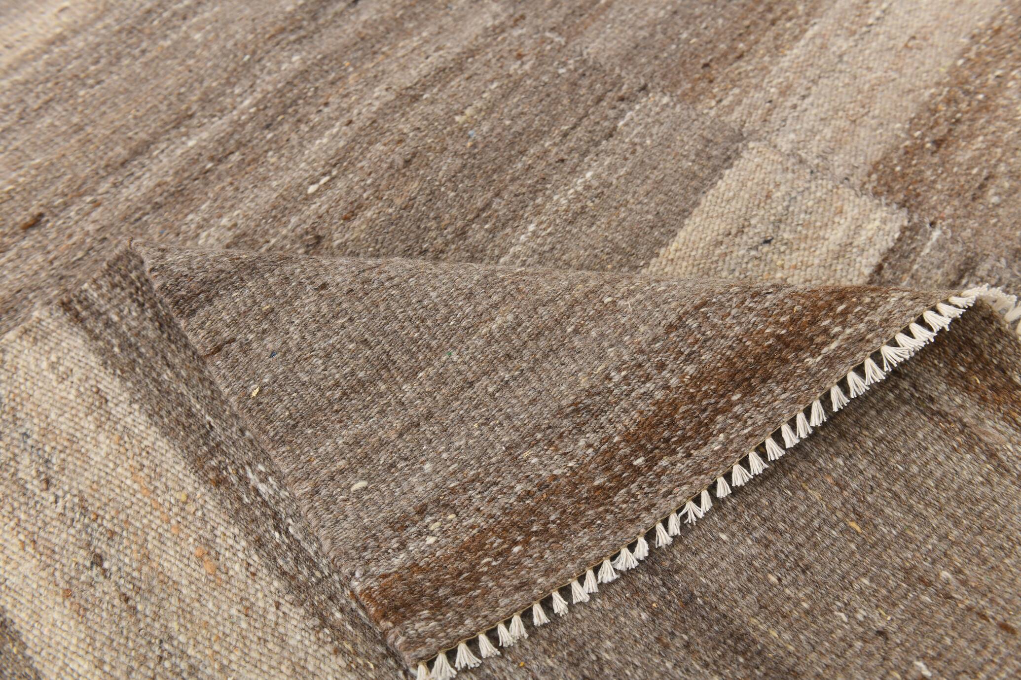 8x10 Brown & Beige Striped Large Kilim Rug, 225x309Cm