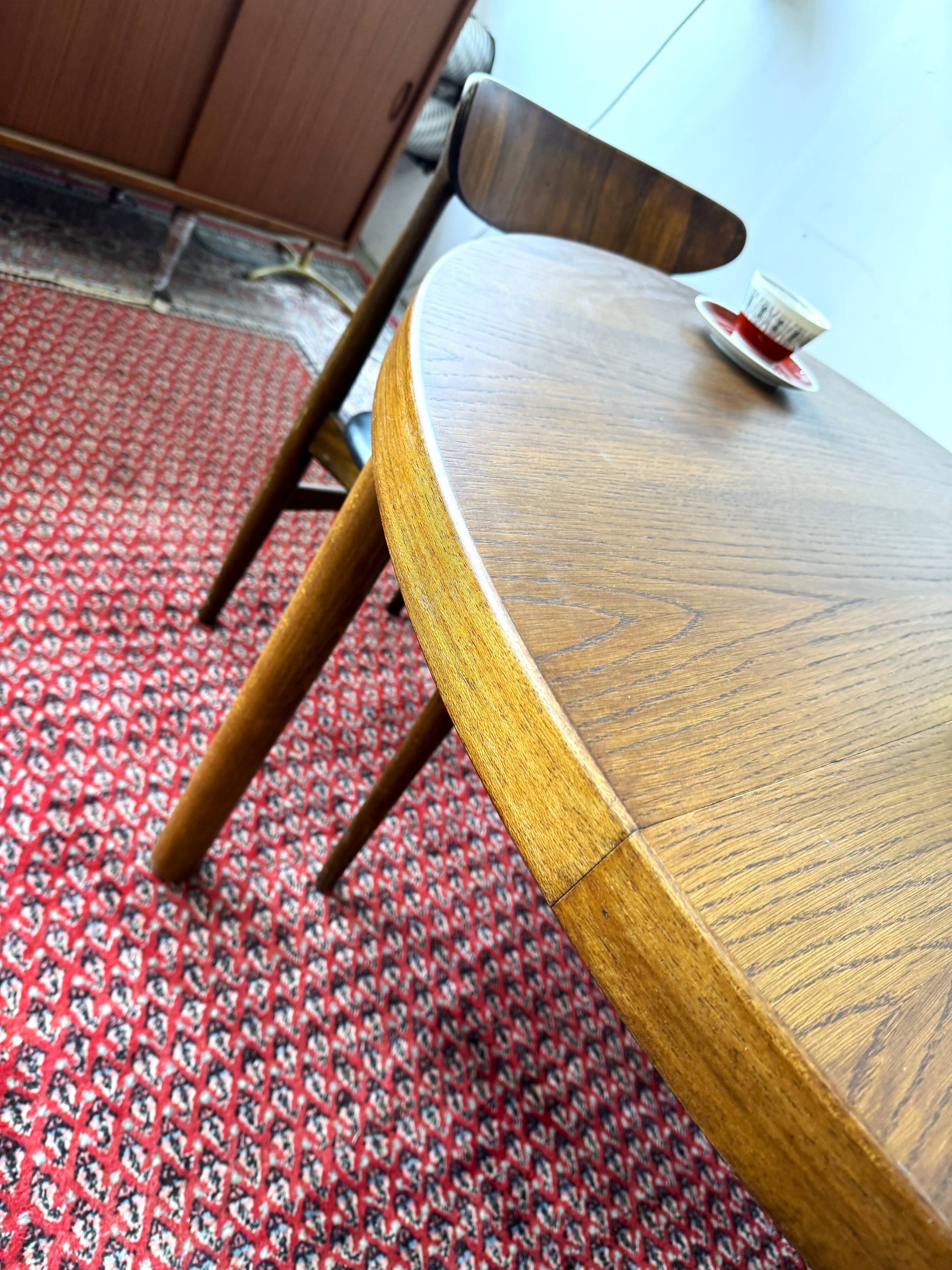 Expandable oak table, denmark 1960s/1970s, vintage, mid-c modern