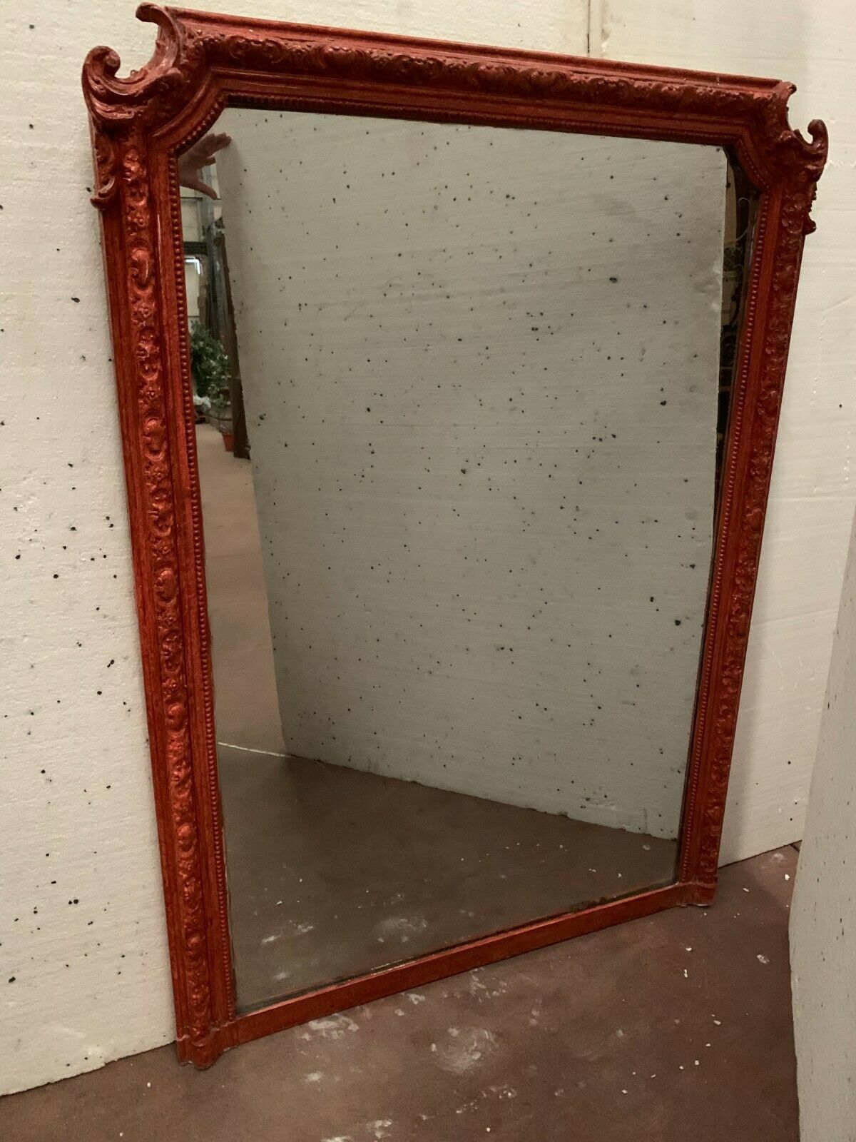 Napoleon III style mirror in wood and patinated stucco XX century