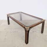 Bamboo and glass coffee table