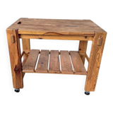 1980 pine wheeled console table