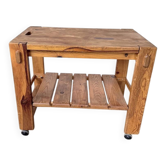 1980 pine wheeled console table