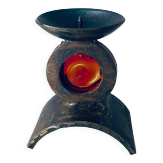 Monastic iron candle holder signed Taizé