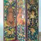 English Victorian 3-panel screen with varnished chromos