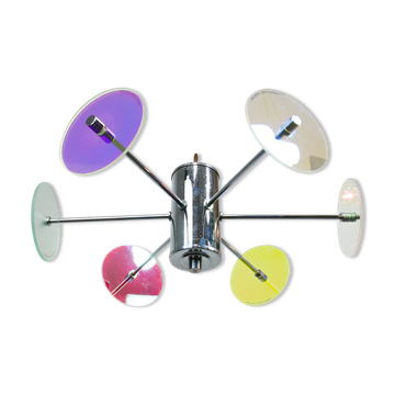 Vintage Italian Chrome Lamp Duo, 70s