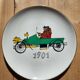 Dessert plates and their Gien earthenware dish illustrated by J. Charmoz automobile theme