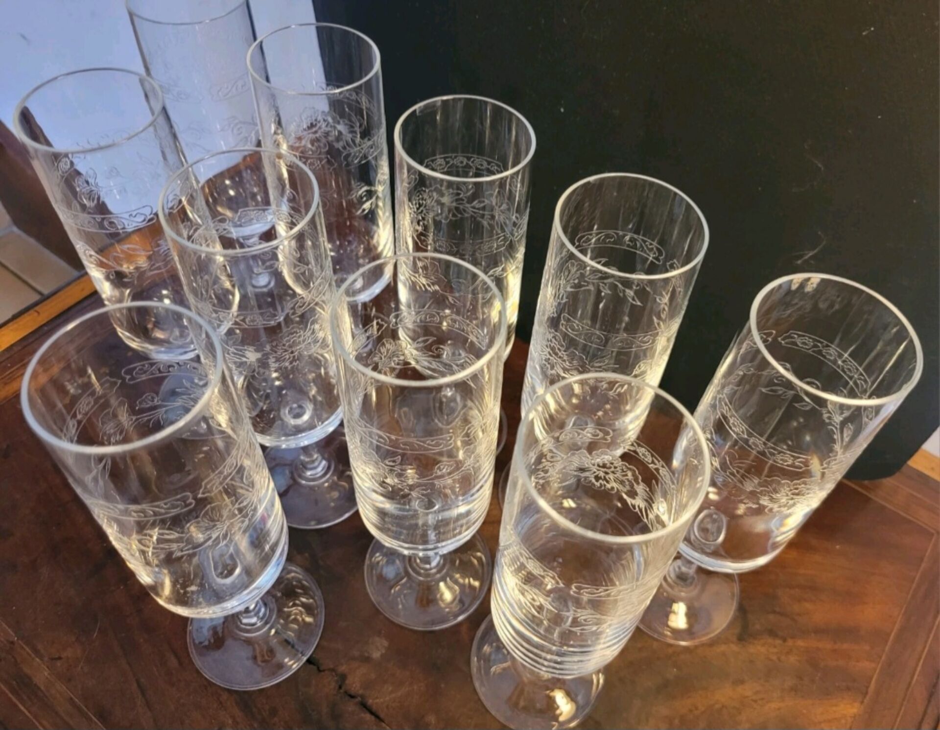10 champagne glasses/flutes 16cl Cristal d'Arques Matignon model 70s